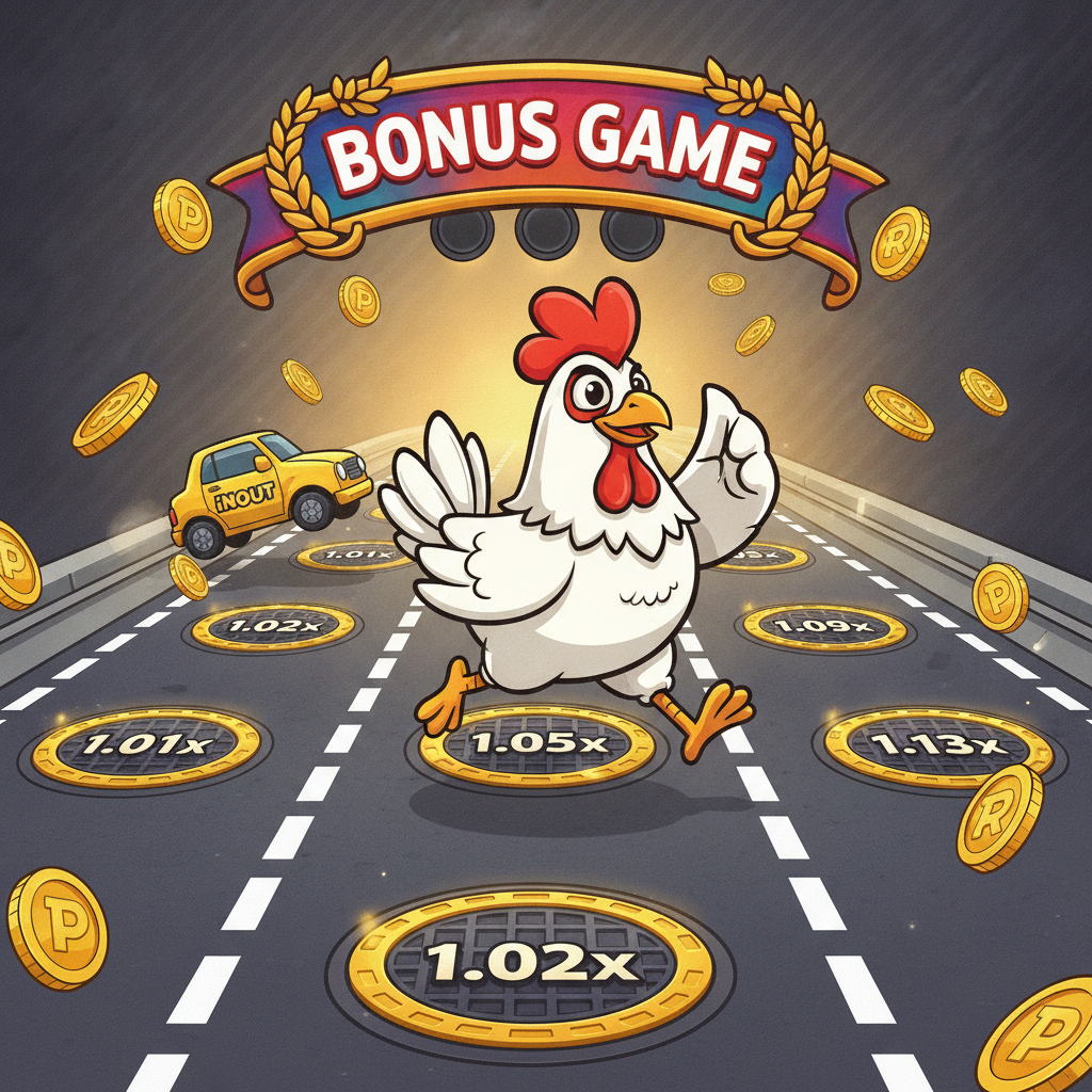 Chicken Road 2 Bonus slot arcade: pollo cartone attraversa strada a corsie multiple con moltiplicatori, monete dorate e bonus free spins